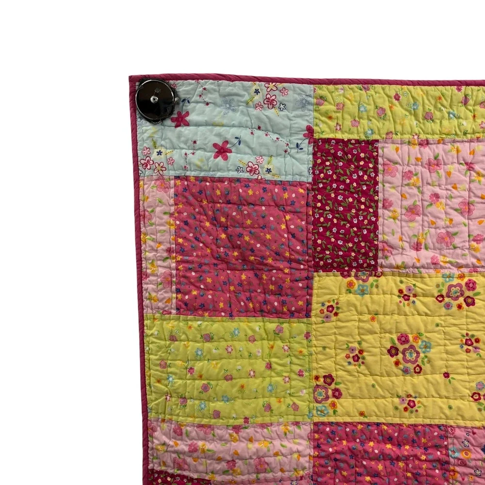 Pottery Barn Kids Patchwork Floral Butterfly Quilt Wall Hanging Pink 33x46
